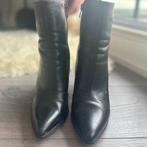 Black Leather Ankle Boot Heels